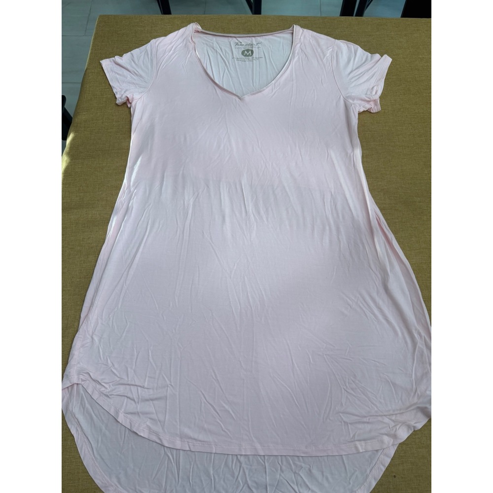 Faceplant Dreams Pink Bamboo Rayon V-Neck Nightgown Sleep Dress Womens Medium
